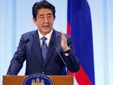 Thủ tướng Nhật Bản Shinzo Abe phát biểu trong cuộc gặp với Tổng thống Nga Vladimir Putin tại Osaka, Nhật Bản ngày 29.6.2019. Ảnh: Bdnews24