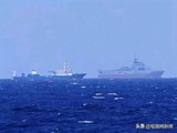 Tàu "Địa chất biển - 8" của Trung Quốc (trước) cùng tàu hộ tống hoạt động thăm dò trái phép trong vùng biển thuộc vùng đặc quyền kinh tế của Việt Nam