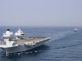 Nhóm tác chiến tàu sân bay HMS Queen Elizabeth của Anh đang hoạt động trên Biển Đông (Ảnh: AP).