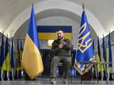 Chiều 23/4, ông Zelensky tổ chức họp báo tại ga tàu điện ngầm Quảng trường Độc lập ở Kiev (Ảnh: VCG).