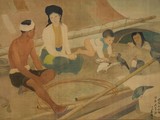 Bức Le Pécheur et Sa Famille (Gia đình ngư dân, lụa, 67cm x 110cm, 1940) của Lương Xuân Nhị bán hơn 13,8 tỷ đồng.