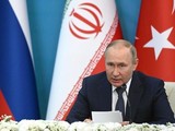 Tổng thống Nga Vladimir Putin trong cuộc họp báo ở Tehran ngày 17/7 (Ảnh: Sputnik)
