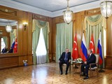 Tổng thống Thổ Nhĩ Kỳ Recep Tayyip Erdogan và Tổng thống Nga Vladimir Putin gặp gỡ tại Sochi, Nga trong tuần trước (Ảnh: Getty)
