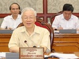 Tổng Bí thư Nguyễn Phú Trọng phát biểu tại cuộc họp. Ảnh: TTXVN.