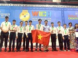 Đoàn Việt Nam dự thi Olympic Phát minh và Sáng chế thế giới (WICO) 2019 - Ảnh: Cổng thông tin điện tử Ngành GD&ĐT Hà Nội.