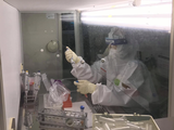 Nhân viên y tế lấy mẫu xét nghiệm COVID-19 trong phòng thí nghiệm (Ảnh - BYT)