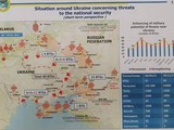 Truyền thông Ukraine đăng tải bản đồ về Nga bố trí 40 đơn vị chiến đấu cấp tiểu đoàn xung quanh Ukraine và các hướng tấn công (Ảnh: Guancha).