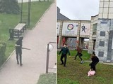 Những hình ảnh về vụ xả súng ở Nga được đăng tải trên mạng xã hội (Ảnh: RT)
