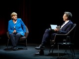 Cựu Thủ tướng Đức Angela Merkel trong buổi phỏng vấn ngày 7/6 (Ảnh: AP)
