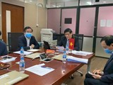Bộ Y tế Viêt Nam họp trực tuyến với Bộ trưởng Bộ Y tế Lào. Ảnh: Phạm Hằng