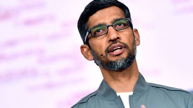 CEO Google Sundar Pichai phát biểu trong phiên thảo luận chính tại Hội nghị Google I/O. Ảnh: CNBC