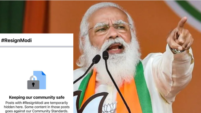 Facebook ẩn bài đăng đòi Thủ tướng Ấn Độ từ chức. 
