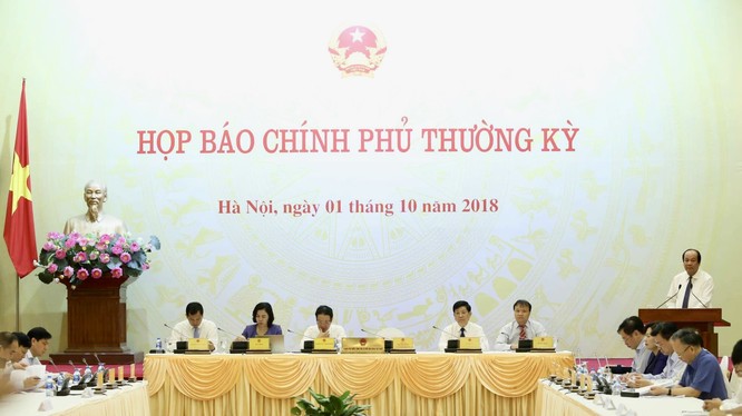 Quang cảnh buổi họp báo Chính phủ thường kỳ tháng 9/2018 (Nguồn: VGP)