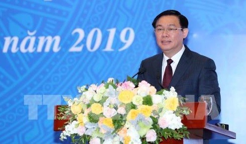 Phó Thủ tướng Vương Đình Huệ đã có những phát biểu chỉ đạo tại Hội nghị trực tuyến toàn quốc tổng kết hoạt động năm 2018 và triển khai nhiệm vụ năm 2019 của ngành kế hoạch và đầu tư (KH&ĐT) - Ảnh: TTXVN
