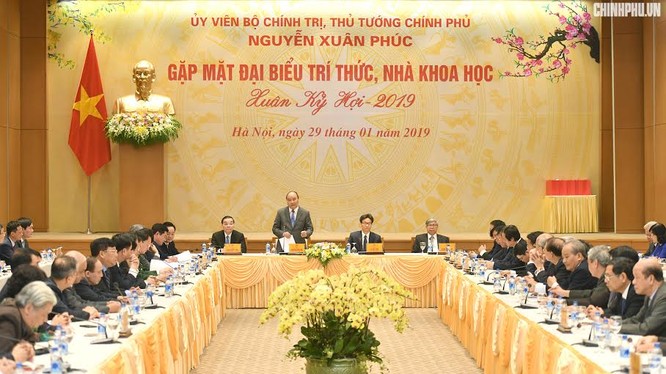 Thủ tướng phát biểu tại buổi gặp mặt các trí thức vào sáng 29/1/2019 (Nguồn: VGP)