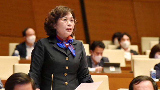 Bà Nguyễn Thị Hồng - Thống đốc Ngân hàng Nhà nước Việt Nam, cảnh báo áp lực lạm phát và nợ xấu năm 2022 (Ảnh: VGP)