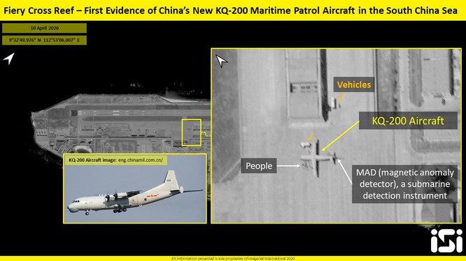 Trung Quốc đưa máy bay quân sự bố trí trên đá Chữ Thập thuộc chủ quyền Việt Nam (Ảnh: southfront.org).