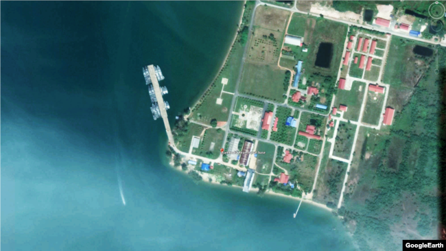 Ảnh vệ tinh chụp căn cứ hải quân Ream của Campuchia (Ảnh: VOA)