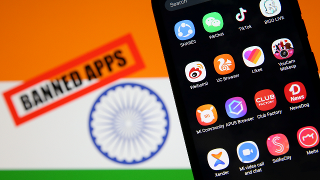 Ngày 25/11, Ấn Độ thông báo cấm thêm 43 APP, đưa tổng số ứng dụng di động Trung Quốc bị cấm lên tới 267 (Ảnh: Sina).