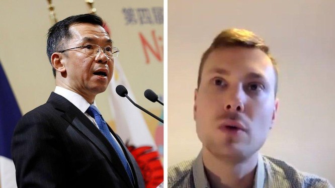 Đại sứ Trung Quốc Lư Sa Dã (trái) và học giả Pháp Antoine Bondaz - hai người gây nên sóng gió ngoại giao Pháp - Trung hiện nay (Ảnh: Lefigaro).