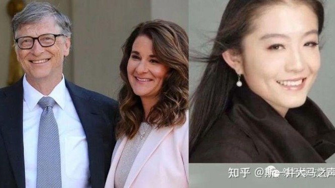 Dư luận mạng Mỹ và Trung Quốc rộ tin Vương Triết (phải) là tác nhân khiến gia đình Bill Gates tan vỡ (Ảnh: zhihu).