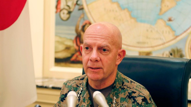 Đô đốc David Berger: lực lượng Thủy quân Lục chiến Mỹ cần được triển khai ra phía trước để răn đe Trung Quốc (Ảnh: AP).