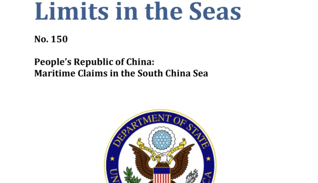Bản Báo cáo về yêu sách chủ quyền Trung Quốc trên Biển Đông do Bộ Ngoại giao Mỹ công bố hôm 12/1 (Ảnh: BNG Mỹ).