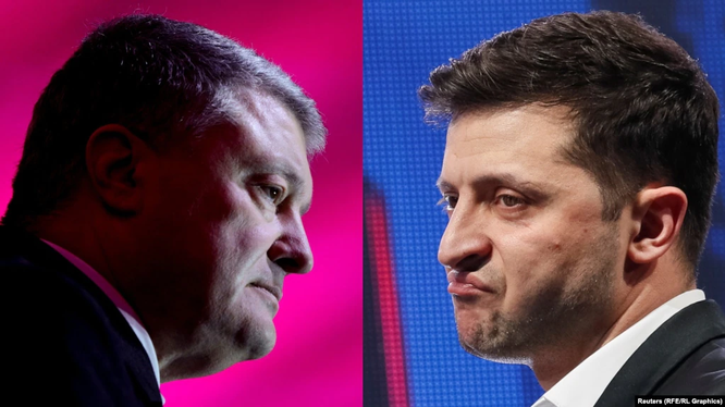 Cựu Tổng thống Ukraine Poroshenko (trái) và đương kim Tổng thống Zelensky đấu đá nhau quyết liệt khiến Mỹ và phương Tây lo lắng (Ảnh: Reuters).