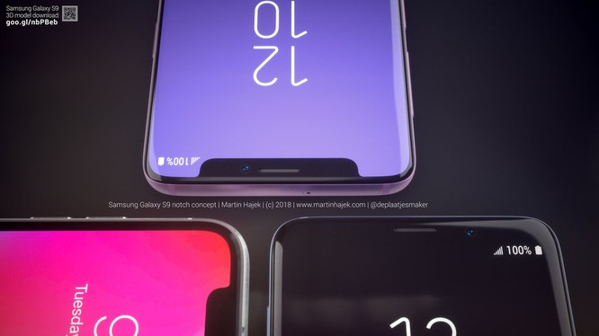 Bộ ảnh dựng 3D của nhà thiết kế Martin Hajek đem đến cái nhìn rõ ràng hơn về phiên bản Galaxy S9 có "tai thỏ". Nguồn: Martin Hajek