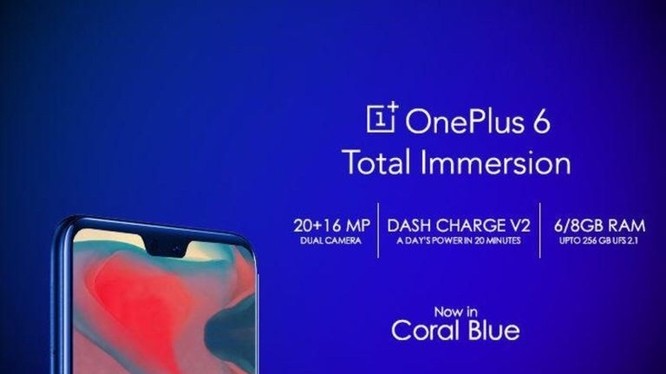 Xanh Coral là màu sắc mới của OnePlus 6. Nguồn: Gizmochina