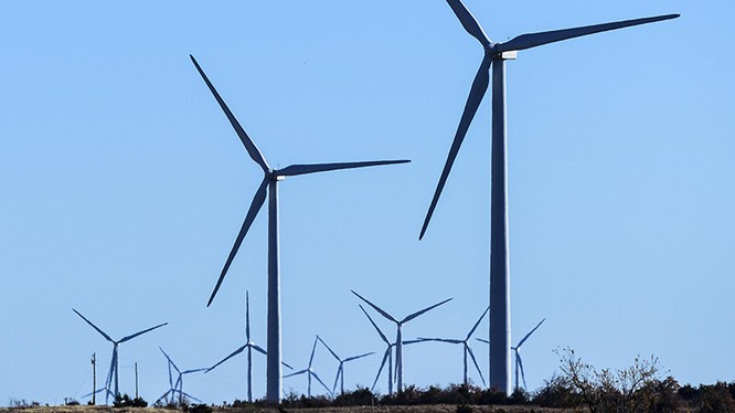 Một trang trại điện gió của Google tại Minco, Oklahoma (Mỹ). Ảnh: Spokesman