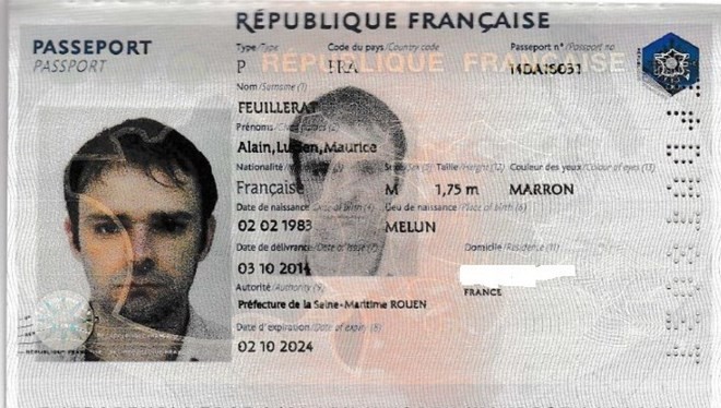 Hộ chiếu của Alain Feuillerat. (Nguồn: lavenir.net)
