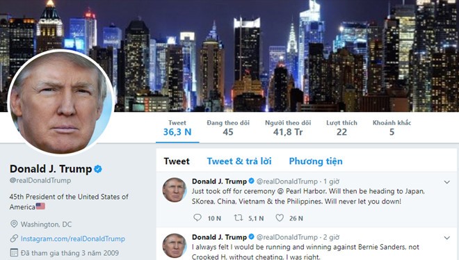 Tài khoản của ông Donald Trump bị chính nhân viên Twitter vô hiệu hóa.