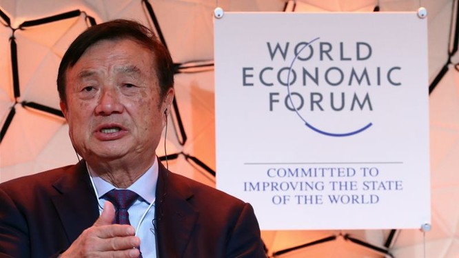 CEO, nhà sáng lập Huawei - ông Nhậm Chính Phi phát biểu tại cuộc họp thường niên lần thứ 50 của Diễn đàn Kinh tế Thế giới (WEF) ở Davos, Thụy Sĩ, ngày 21/1/2020.