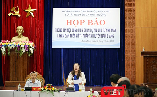 Chiều 13/10, Sở TNMT tỉnh Quảng Nam tổ chức Họp báo thông tin liên quan đến dự án đầu tư xây dựng Nhà máy cán thép Việt Pháp tại huyện Nam Giang gây xôn xao dư luận.