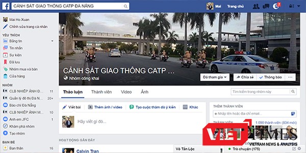 Trang facebook của lực lượng Cảnh sát giao thông Công an TP Đà Nẵng