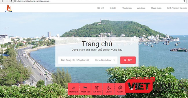 Giao diện website du lịch TP.Vũng Tàu 