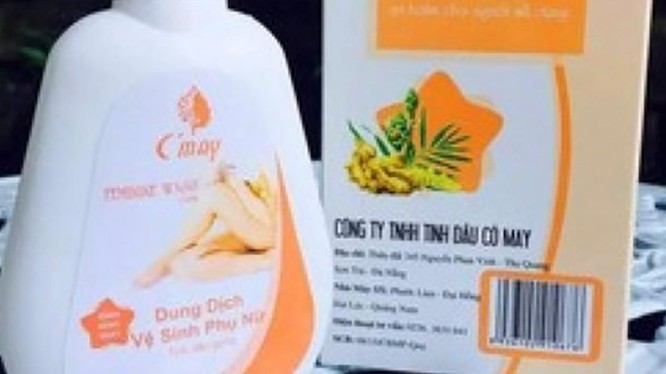 Sản phẩm mỹ phẩm Dung dịch vệ sinh phụ nữ Tinh dầu gừng bị Cục Quản lý Dược yêu cầu thu hồi (ảnh skds)