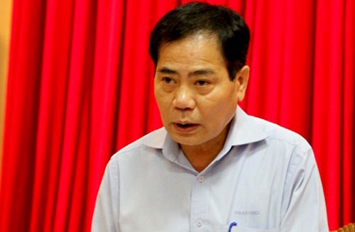 Ông Nguyễn Thế Trung trong cuộc họp báo Thành ủy Hà Nội tháng 5/2014.
