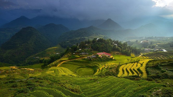 Mây sà xuống những thửa ruộng bậc thang đẹp sững sờ ở miền núi Việt Nam
