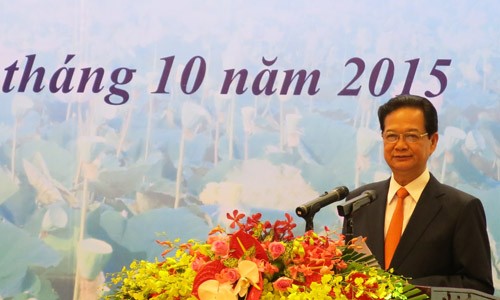 Thủ tướng Nguyễn Tấn Dũng tại hội nghị ngành ngoại giao sáng nay. Ảnh: Việt Anh