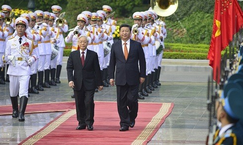 Tổng Bí thư Nguyễn Phú Trọng tại lễ đón ông Tập Cận Bình