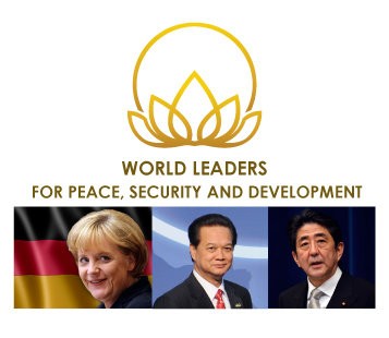 Ba nhà lãnh đạo thế giới được BGF vinh danh năm nay (từ trái qua): Thủ tướng Đức Angela Merkel, Thủ tướng Việt Nam Nguyễn Tấn Dũng, Thủ tướng Nhật Bản Shinzo Abe. Ảnh: BGF