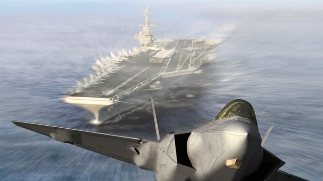 Chiến đấu cơ tàng hình F-35 cất cánh từ tàu sân bay Mỹ