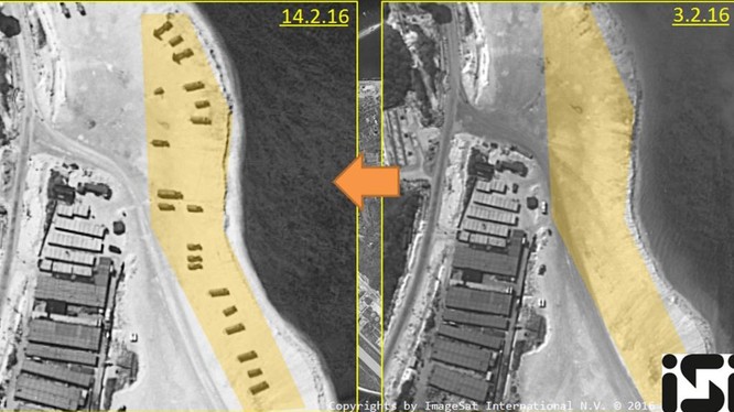 Ảnh vệ tinh chụp những hoạt động của Trung Quốc quân sự hóa đảo Phú Lâm, thuộc quần đảo Hoàng Sa của Việt Nam