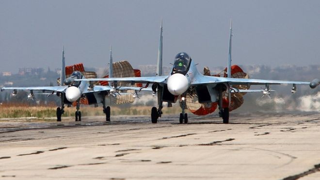 Biên đội Su-30SM làm nhiệm vụ trở về căn cứ tại Syria