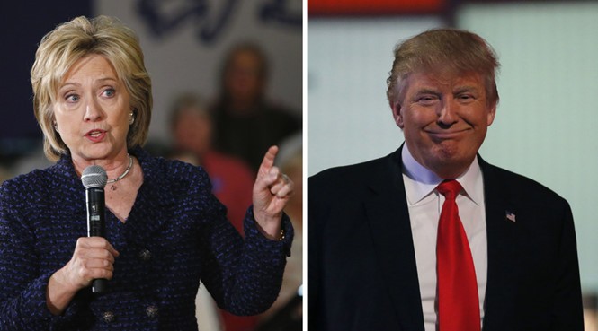 Bà Hillary Clinton và tỉ phú Donald Trump vẫn đang là các ứng cử viên có lợi thế ở đảng Dân chủ và đảng Cộng hòa - Ảnh: Reuters