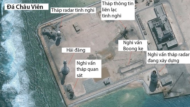 Đá Châu Viên ở quần đảo Trường Sa của Việt Nam đã bị Trung Quốc bồi lấp, xây dựng thành pháo đài quân sự