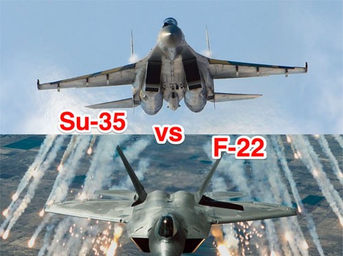 F-22 Mỹ “đè chết” tiêm kích Su-35 Nga