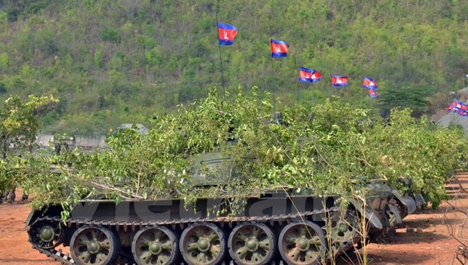 Xe tăng của quân đội Hoàng gia Campuchia. (Nguồn: Xuân Khu/Vietnam+)